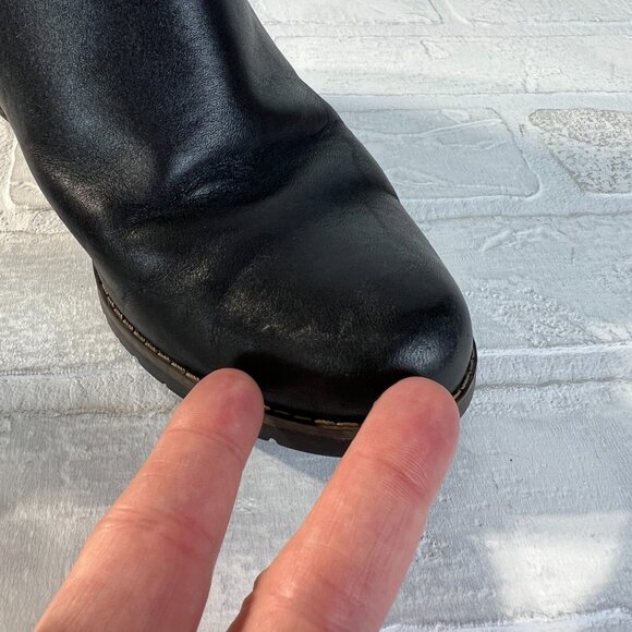 Clarks Ankle Boots Women 7.5 Black Leather Zip Side Booties Stacked Heel Stretch - Picture 11 of 13